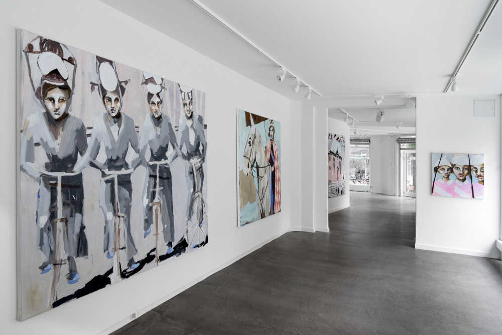 Installation view of the 2020 exhibition "Hysteria" by Mie Olise Kjærgaard at Hans Alf Gallery