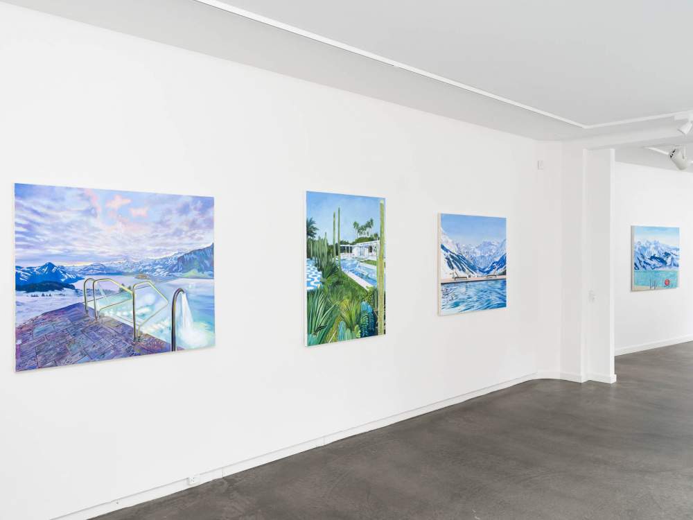 Installation view of the 2022 exhibition "Swimming Pool" by Natasha Kissell at Hans Alf Gallery