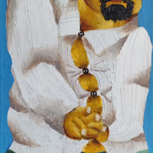 Ralf Kokke: Button Up 2020 Egg Yolk Acrylics on Canvas 40 x 30 cm