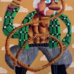 Ralf Kokke: lasso 2020 Egg Yolk Acrylics on Wood 40 x 50 cm