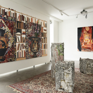 Installation view from the exhibition “Duerne fra Rom (The Pigeons of Rome)” by Erik A. Frandsen at Hans Alf Gallery