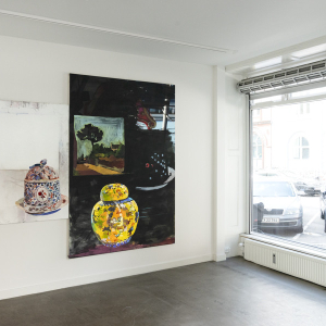 Installation view from the exhibition “Duerne fra Rom (The Pigeons of Rome)” by Erik A. Frandsen at Hans Alf Gallery