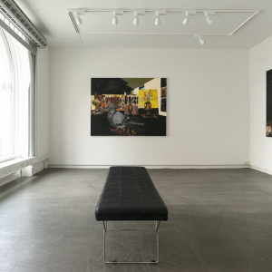 Installation view from the exhibition “Duerne fra Rom (The Pigeons of Rome)” by Erik A. Frandsen at Hans Alf Gallery