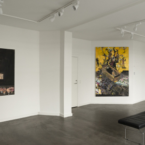 Installation view from the exhibition “Duerne fra Rom (The Pigeons of Rome)” by Erik A. Frandsen at Hans Alf Gallery