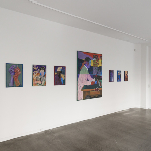 Installation view of the 2021 exhibition "Linear Disruptions" by Anne Torpe at Hans Alf Gallery