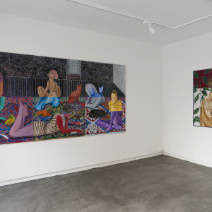 Installation view of the 2021 exhibition "Linear Disruptions" by Anne Torpe at Hans Alf Gallery