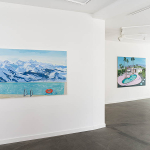 Installation view of the 2022 exhibition "Swimming Pool" by Natasha Kissell at Hans Alf Gallery