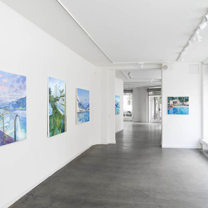 Installation view of the 2022 exhibition "Swimming Pool" by Natasha Kissell at Hans Alf Gallery