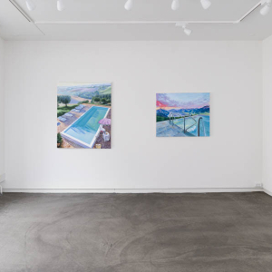 Installation view of the 2022 exhibition "Swimming Pool" by Natasha Kissell at Hans Alf Gallery