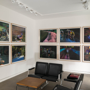 Installation view of the 2022 exhibition "Bicycle Drawings" by Erik A. Frandsen at Hans Alf Gallery