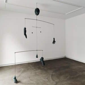 Installation view of the 2022 exhibition "Mindless Actions and Unfinished Stories" by Fredrik Raddum at Hans Alf Gallery