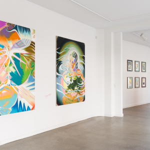 Installation view of the exhibition "Two Worlds" by Martin Bigum at Hans Alf Gallery