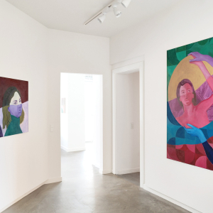 Installation view of the exhibition "Resonant Hues" by Anne Torpe at Hans Alf Gallery